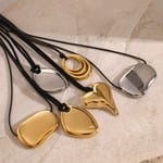 Gold color / 1 Piece Simple Daily Style Irregular Geometric Shape Stainless Steel  Gold Color Women's Pendant Necklace Picture3